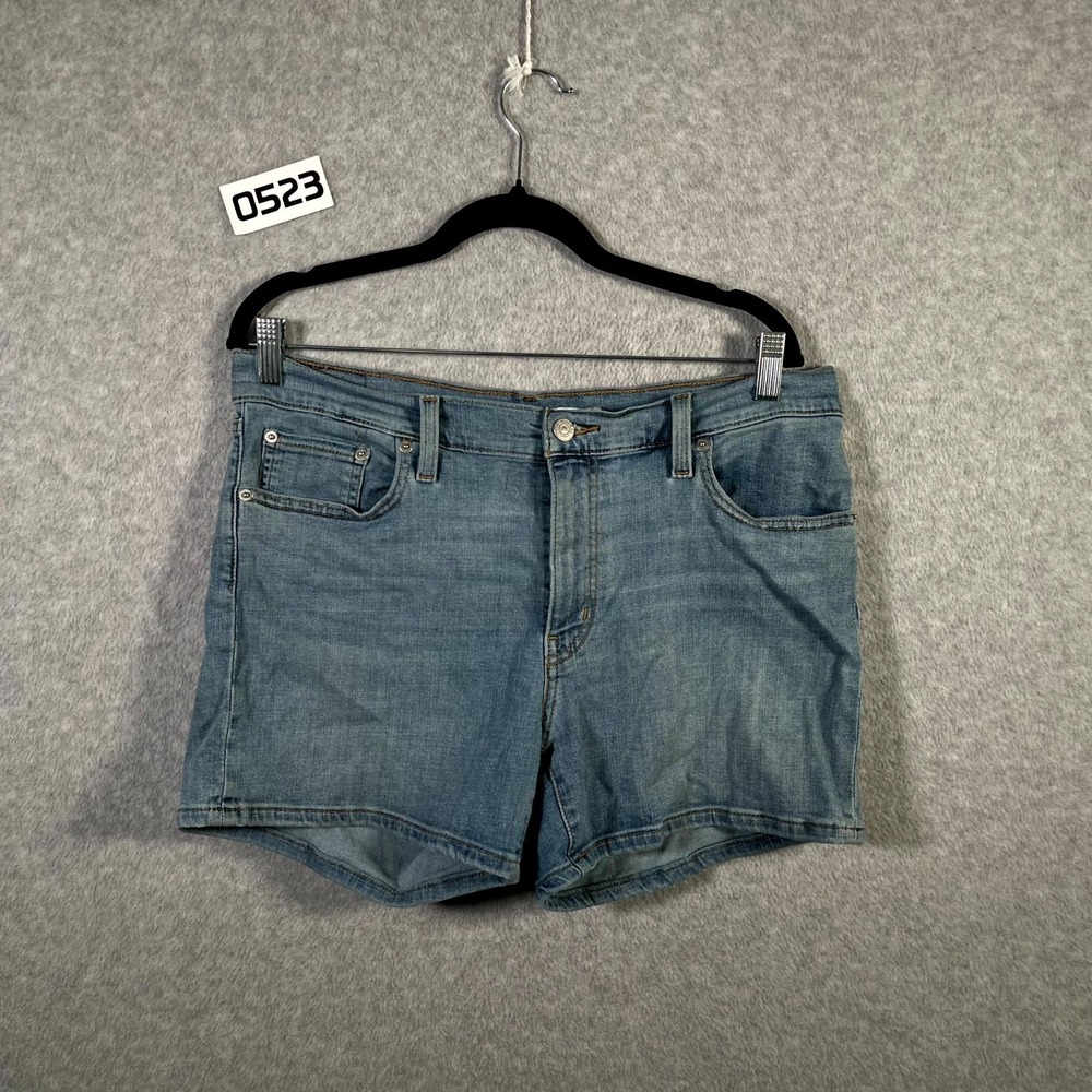 Levi's Mid Length Shorts Womens 32 Blue Denim Non Stretch Medium Wash 5 Pockets